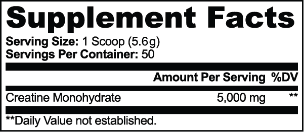The Walt & Co label with callouts marking the single ingredient, the 5 g dose and the 50 servings